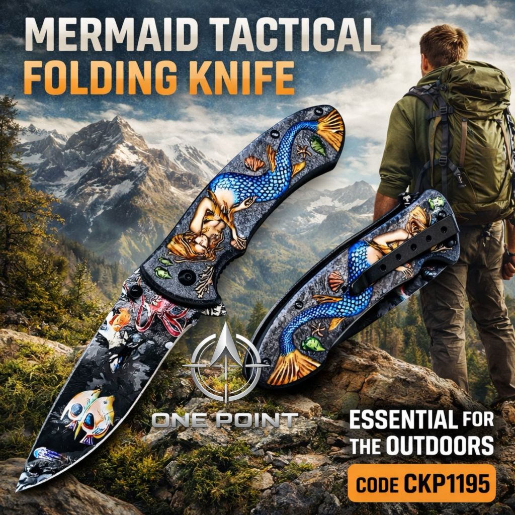 Pisau Lipat Outdoor CK P1195 Motif Mermaid EDC Camping Hiking Koleksi