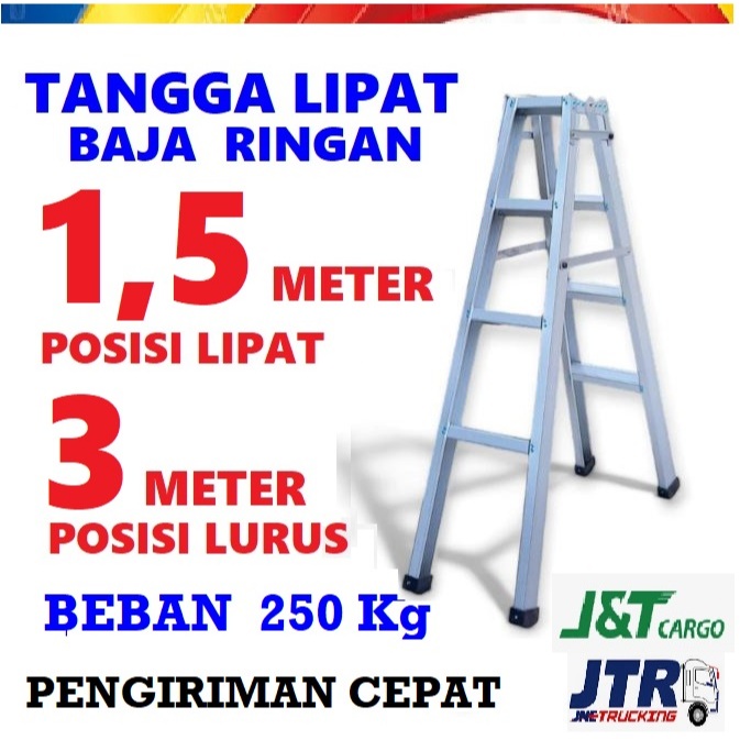 PROMO  TANGGA LIPAT BAJA RINGAN 1,5 METER BISA 3 METER MULTIFUNGSI SUPER KUAT