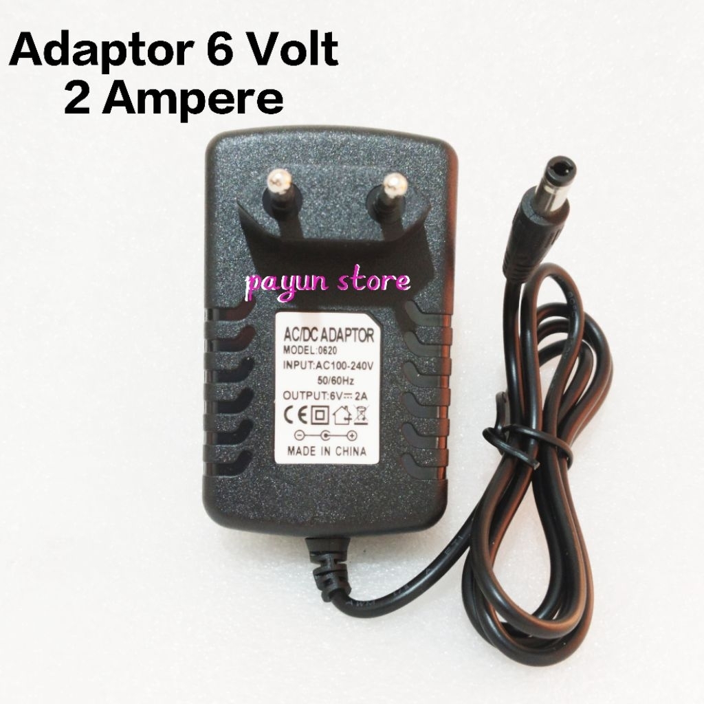 Adaptor DC 6V 2A Power Supply - Adaptor DC 6 Volt 2 Ampere Adaptor 2A 6V Charger