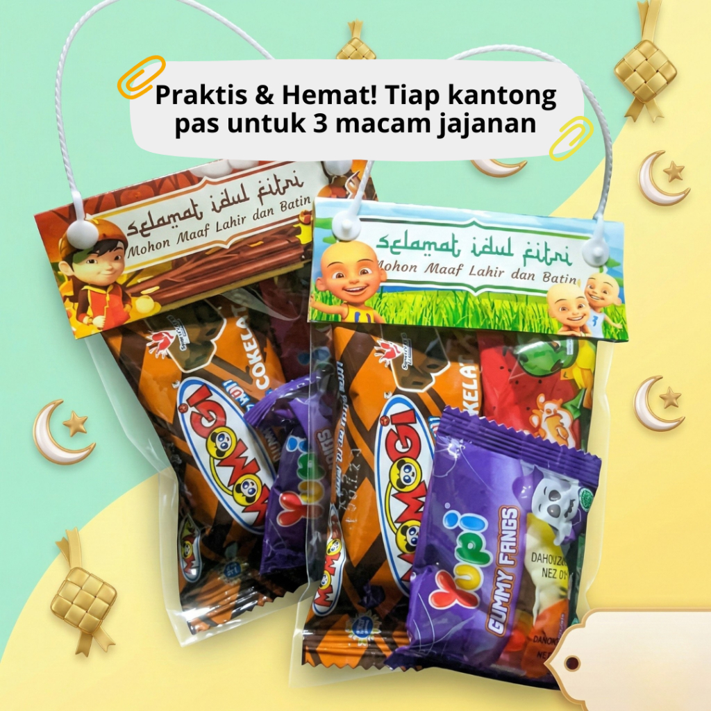 [SATUAN] Plastik Snack Lebaran Anak 10x15 cm | Label Bingkisan Parcel Idul Fitri