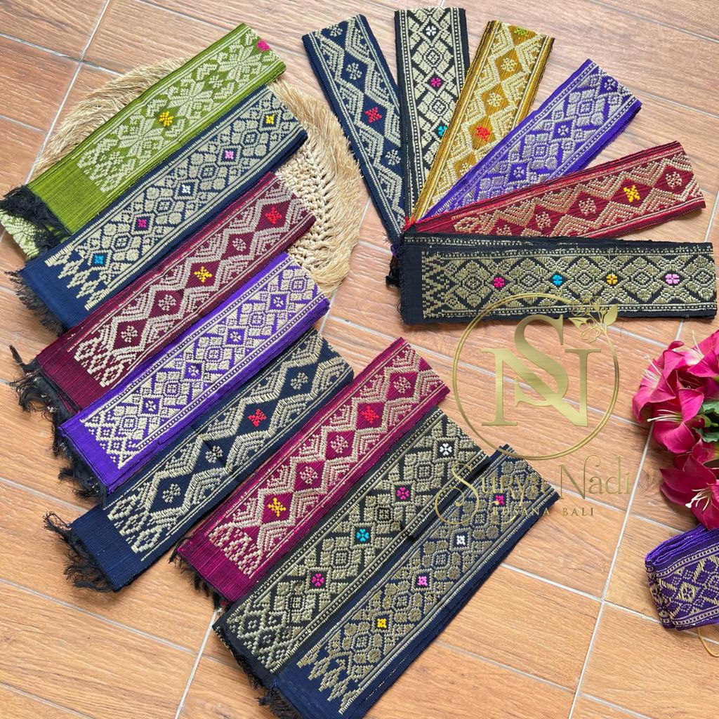 Selendang songket bali asli tenun benang emas | Obi songket bali