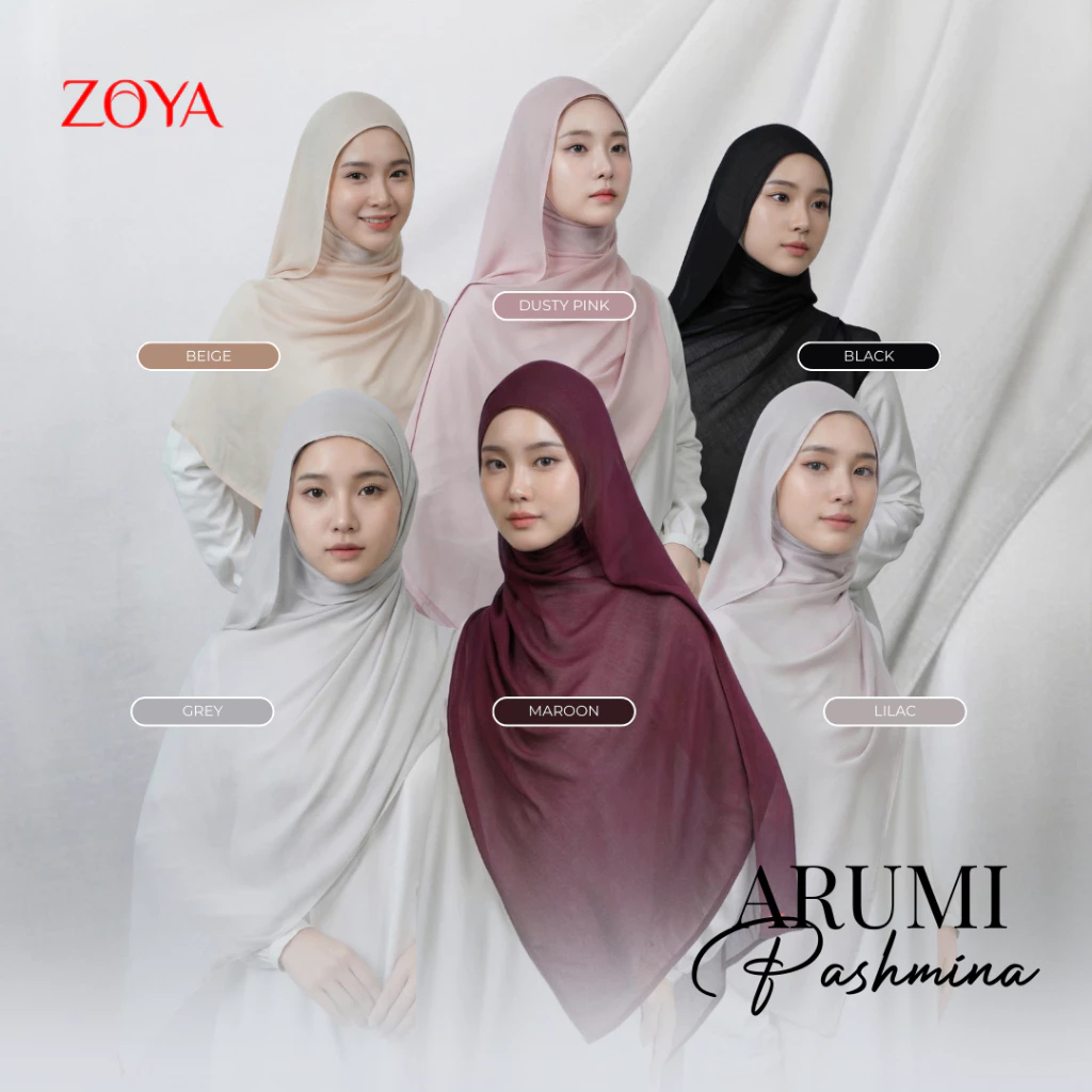 Zoya Pashmina Arumi - Hijab Pashmina Polos - Bahan Voal Viscose