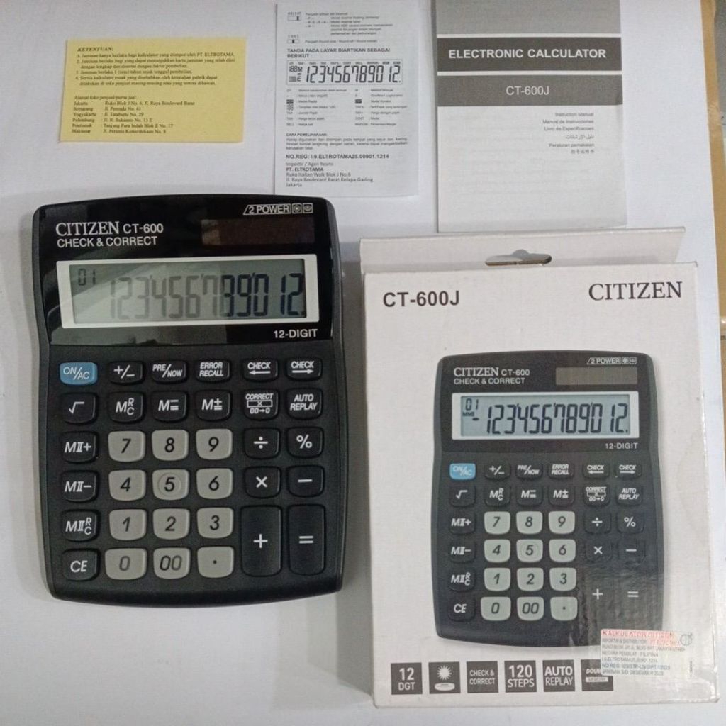 Kalkulator Citizen CT-600J Original Minus Layar Gelap