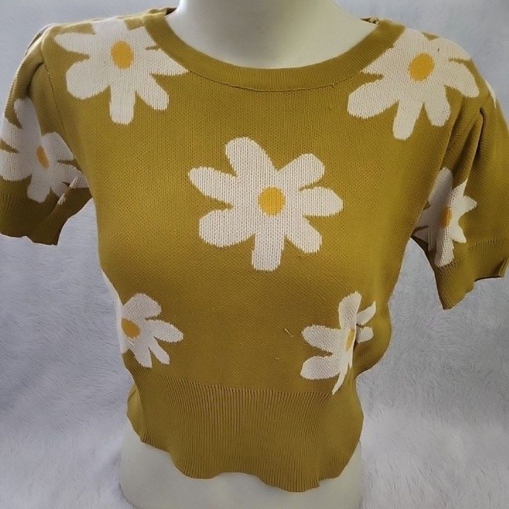 prelove atasan wanita bunga bahan knit