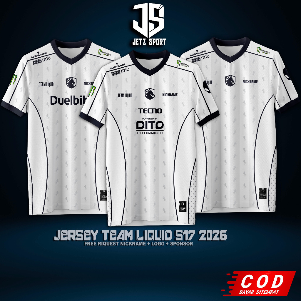 Jersey Kaos Baju Team Liquid Academy Putih S17 MPL PH MPL ID Terbaru 2026 Gratis Pasang Nama