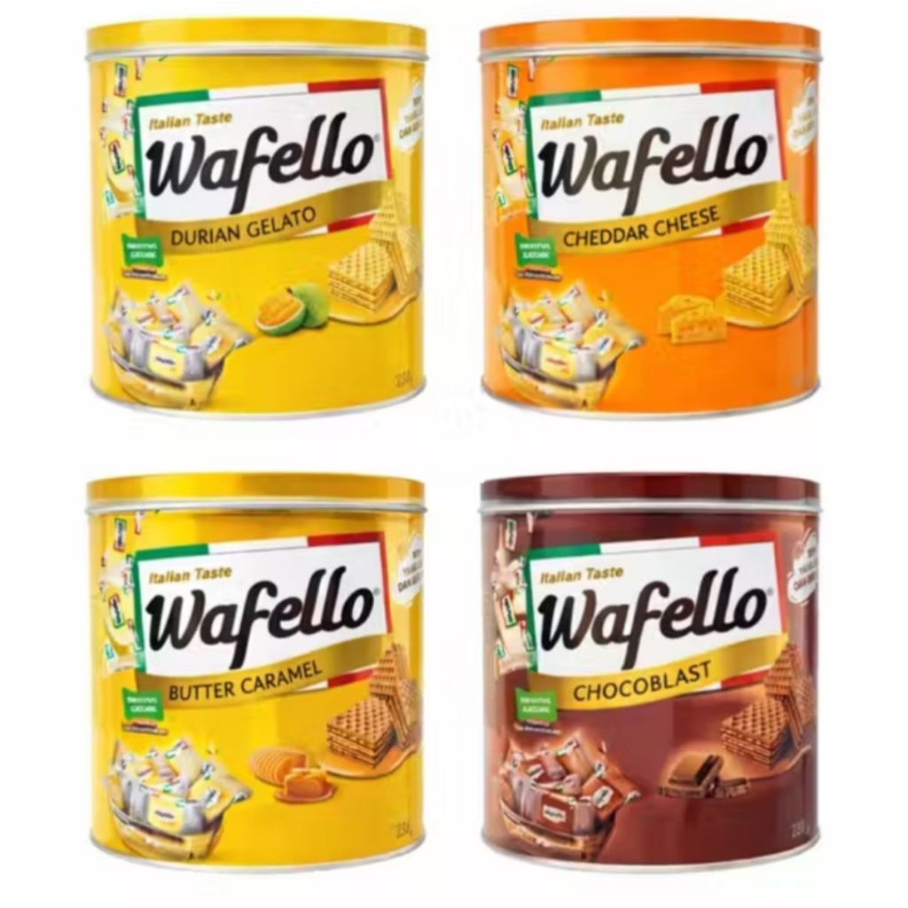 Wafello Wafer Choco Blast Kaleng 234g | Wafello Wafer Caramel Kaleng 228gr