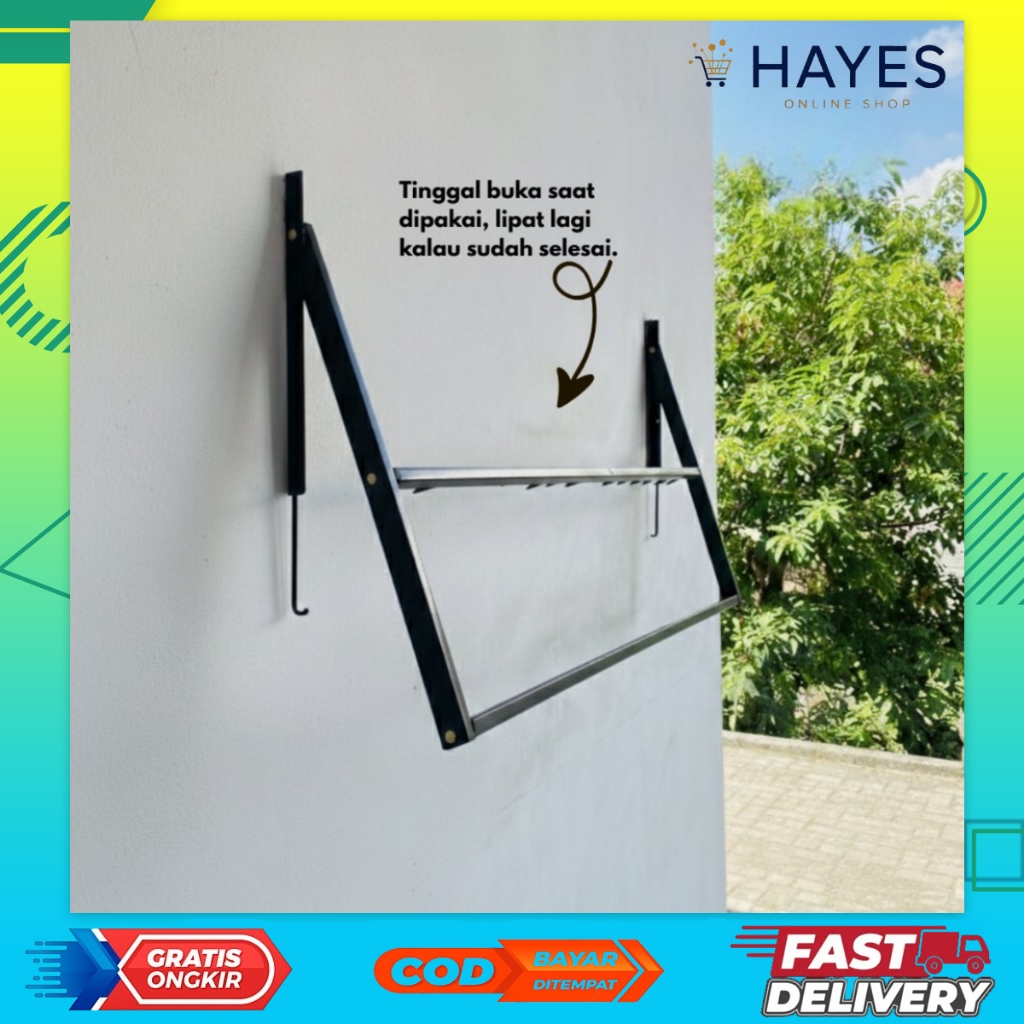 Jemuran Lipat Dinding Double – Rak Jemuran Baju Gantung Hemat Tempat
