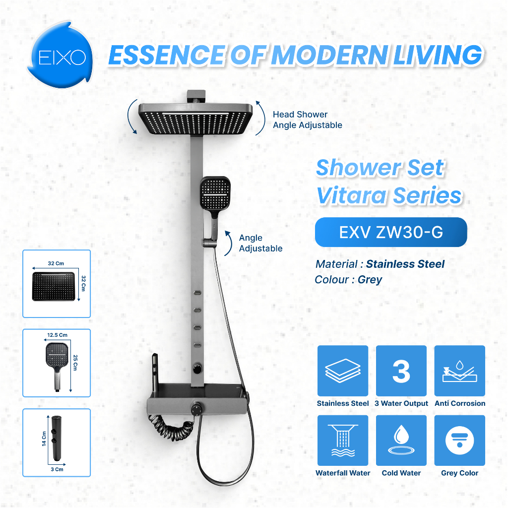 EIXO VITARA Shower Kamar Mandi Panas & Dingin Satuset + Keran Shower + Set Shower Bathtub EXV ZW30