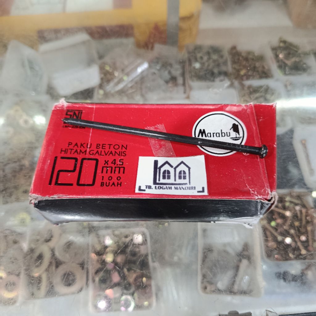 Paku Baja Beton Tembok Hitam Panjang 12cm Per Dos Kecil