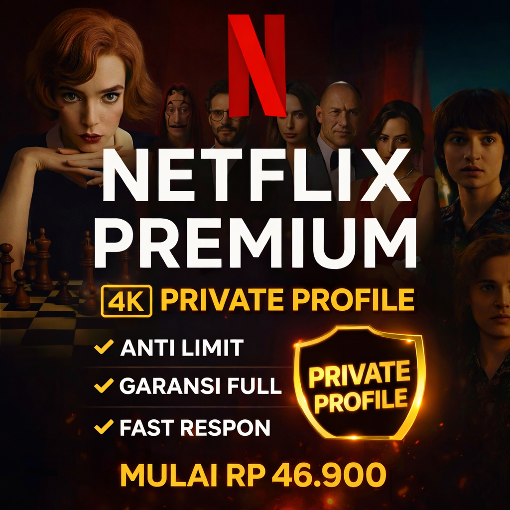Netflix Premium 1 Bulan / 3 Bulan PRIVATE PROFILE 4K UHD Garansi Full Anti Limit Fast Respon