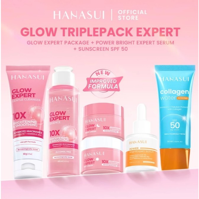 [Paket Isi 6 Pcs] Hanasui Glow Expert Skincare Series - Paket Skincare lengkap Mencerahkan Glowing