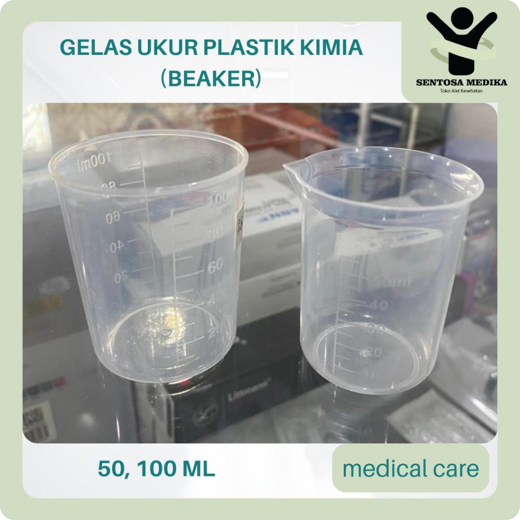 gelas ukur plastik kimia / beaker alat laboratorium