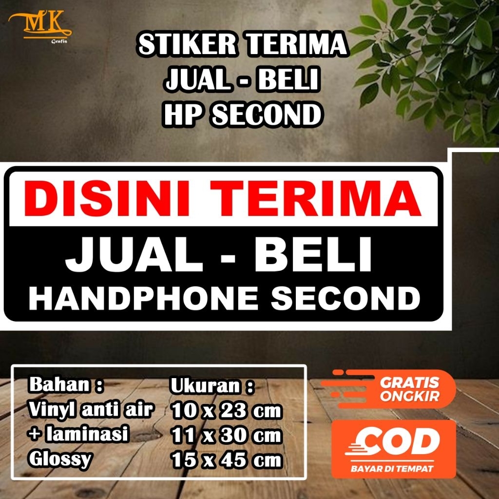 STIKER TERIMA JUAL-BELI HP SECOND | BAHAN VINYL ANTI AIR