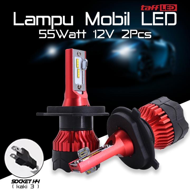 Lampu Depan Mobil LED H4 Super Terang Car Headlight 12000 Lumens 55W 12V-24V ZES Chip High Low Beam