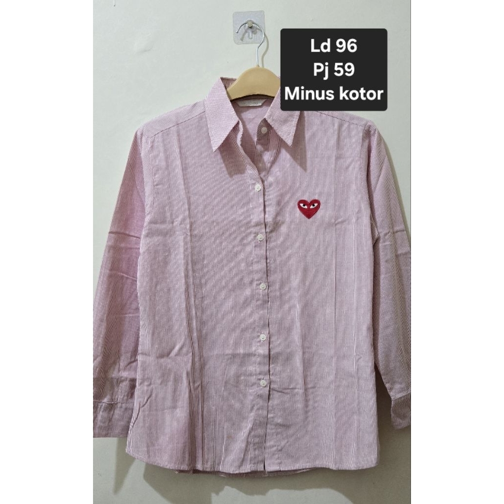 Kemeja salur pink