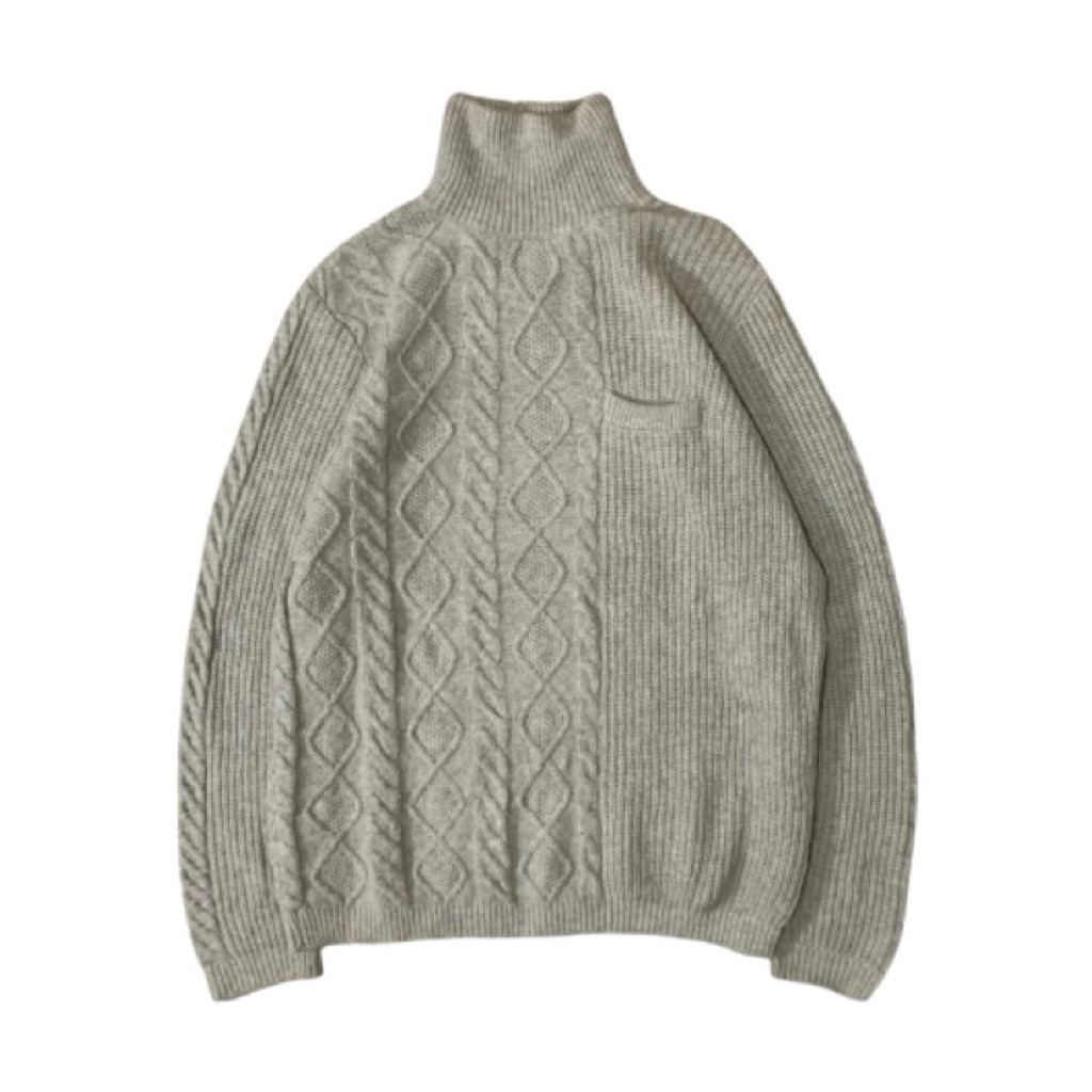 Turtleneck Knit 3D Cable F4CT0TUM “Grey”