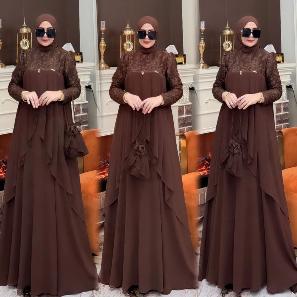 LIVINA LONG DRESS BAHAN CERUTI BABYDOLL LD 110 PANJANG 140
