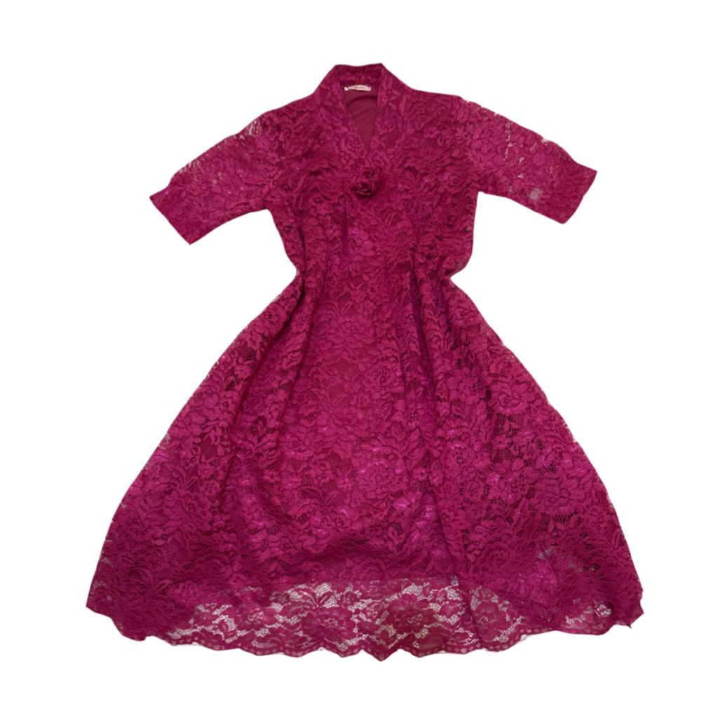 [NEW] Brokat Dress Mofei Fushcia Magenta Hanbok Korean Style Kebaya Kondangan Uk L-XXL LD 110 PB 113