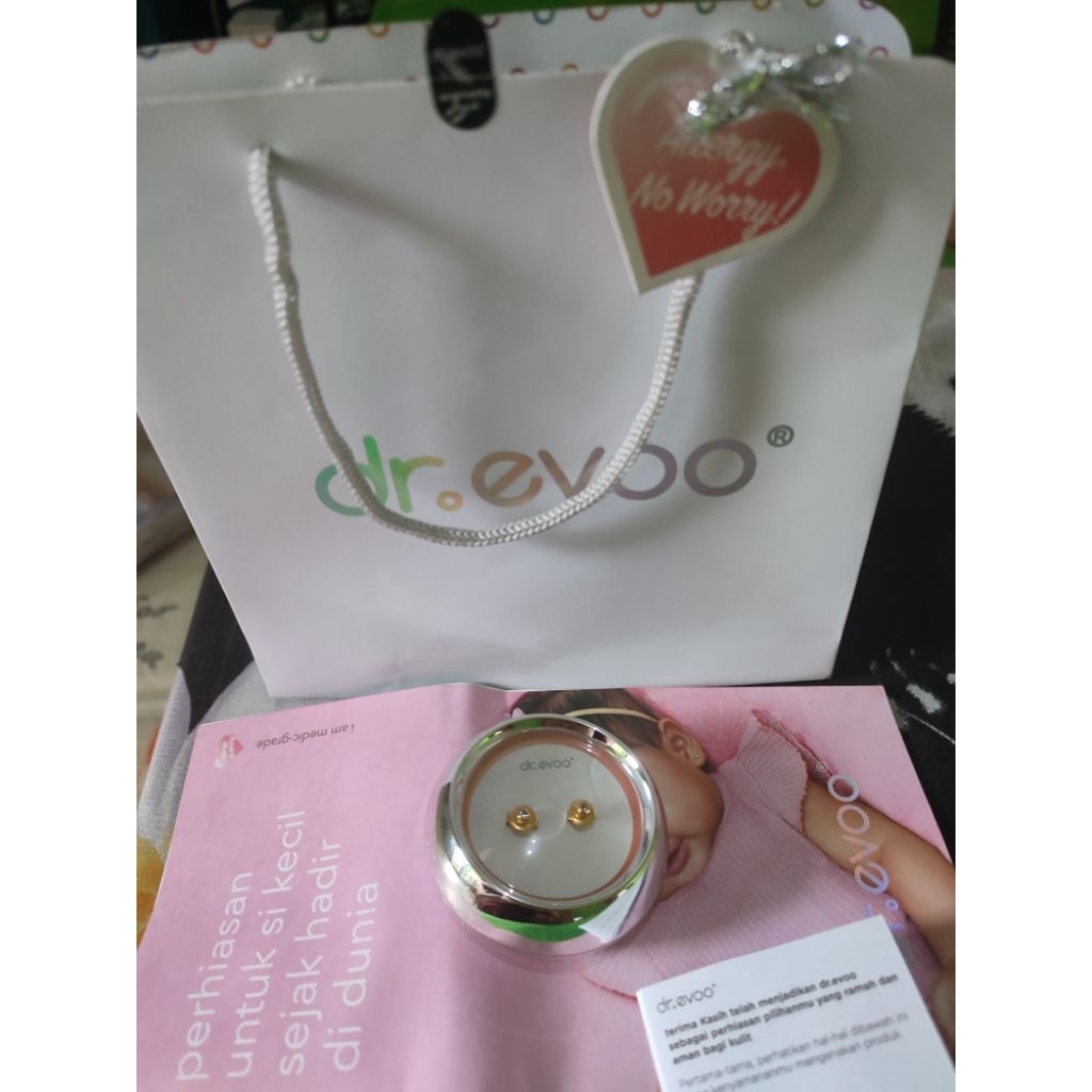 TERMURAH ANTING BAYI LAPIS EMAS DR.EVOO ANTING NEWBORN ANTI ALERGI ANTI IRITASI