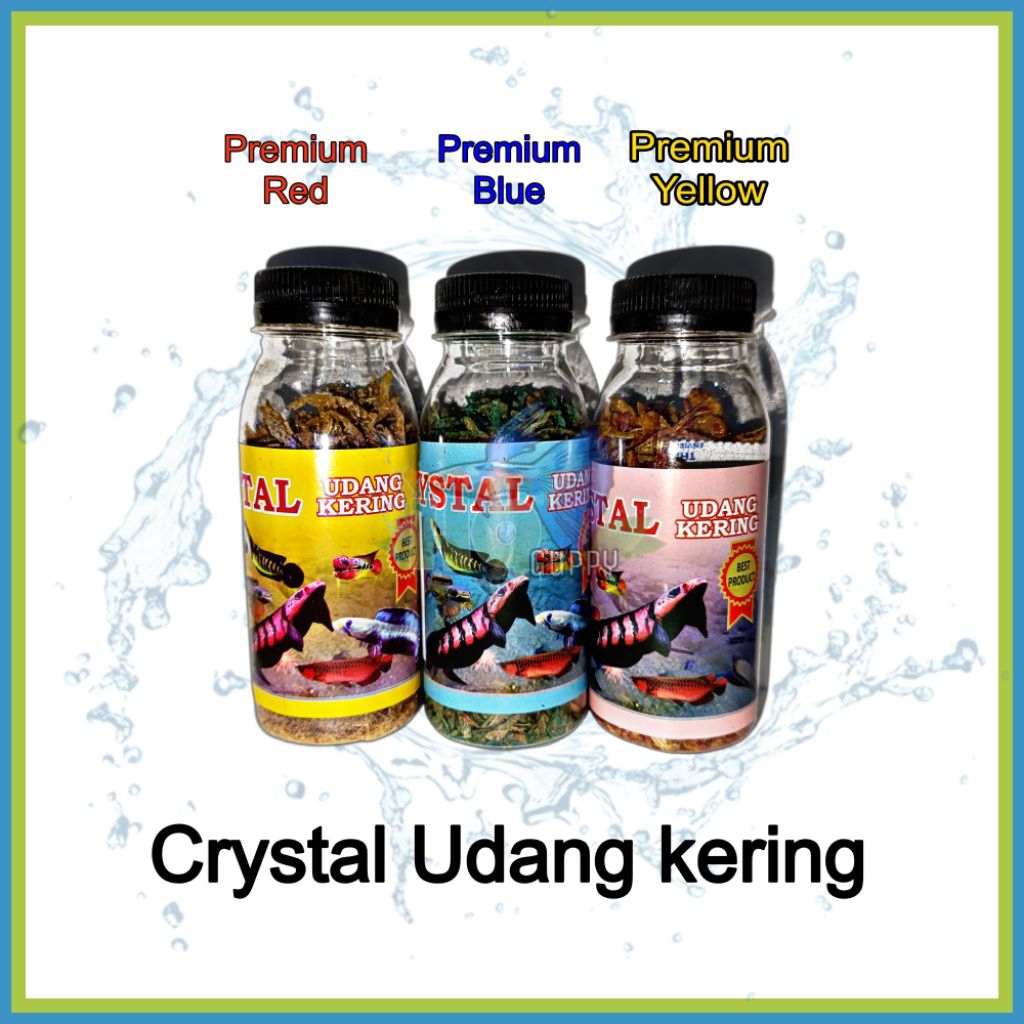 Crystal udang kering premium red blue yellow udang kering pigmen warna ikan channa oscar louhan