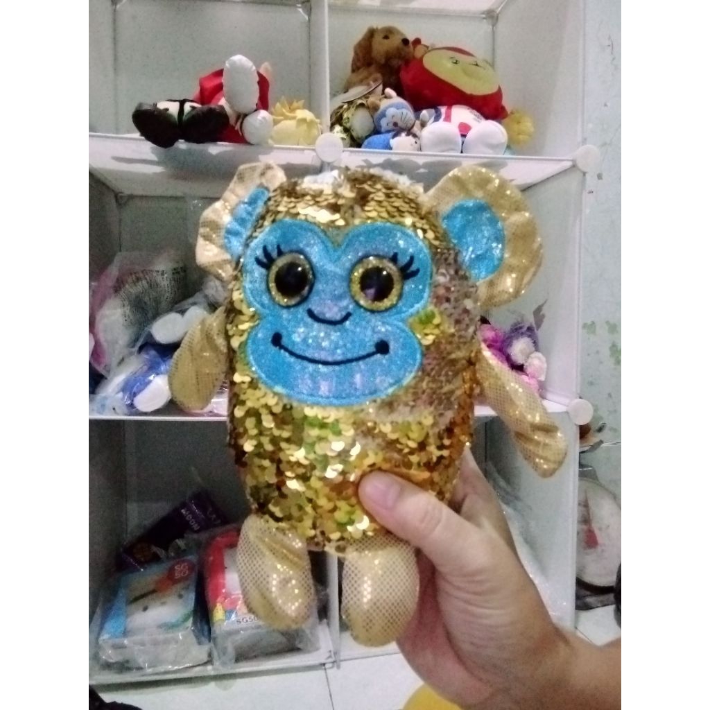 boneka mabel usap sequin karakter tikus mata belo ada brand.mata gliter