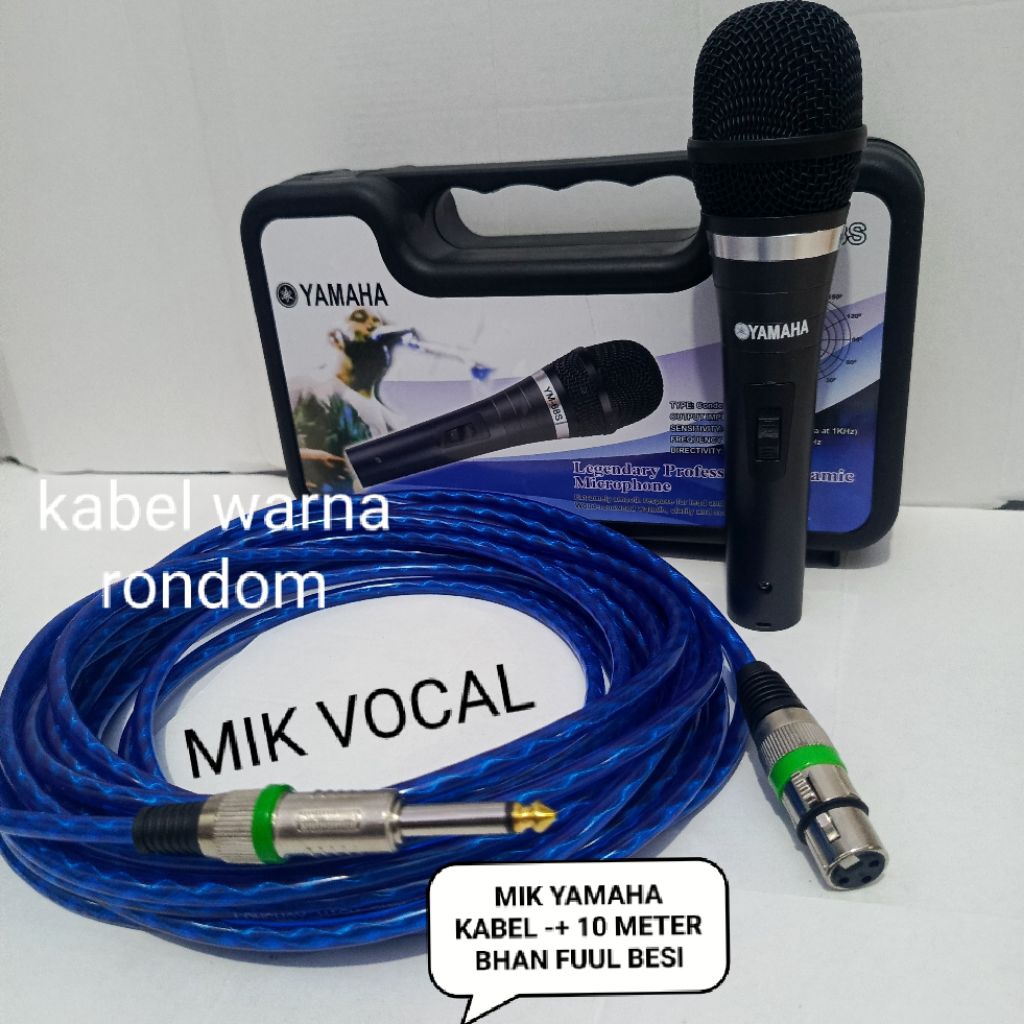 MIK YAMAHA PANJANG KABEL-+ 10 METER,FUUL BESI, MIK VOCAL ,JERNIH PEKKA DAN LEMBUT