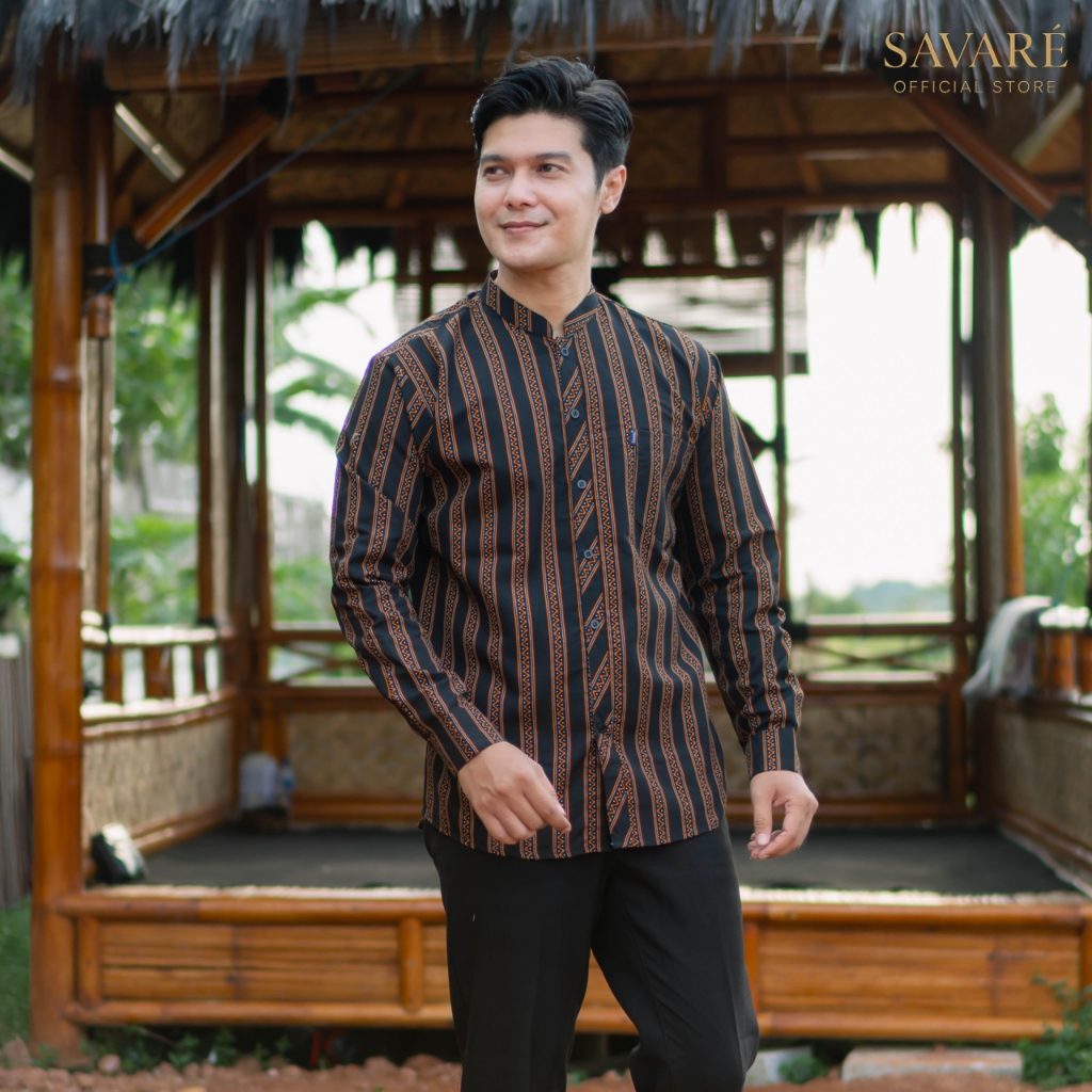 Kemeja Lurik Pria Premium Lengan Panjang Surjan Jawa Modern Katun Adem Baju Lurik Jogja Tradisional