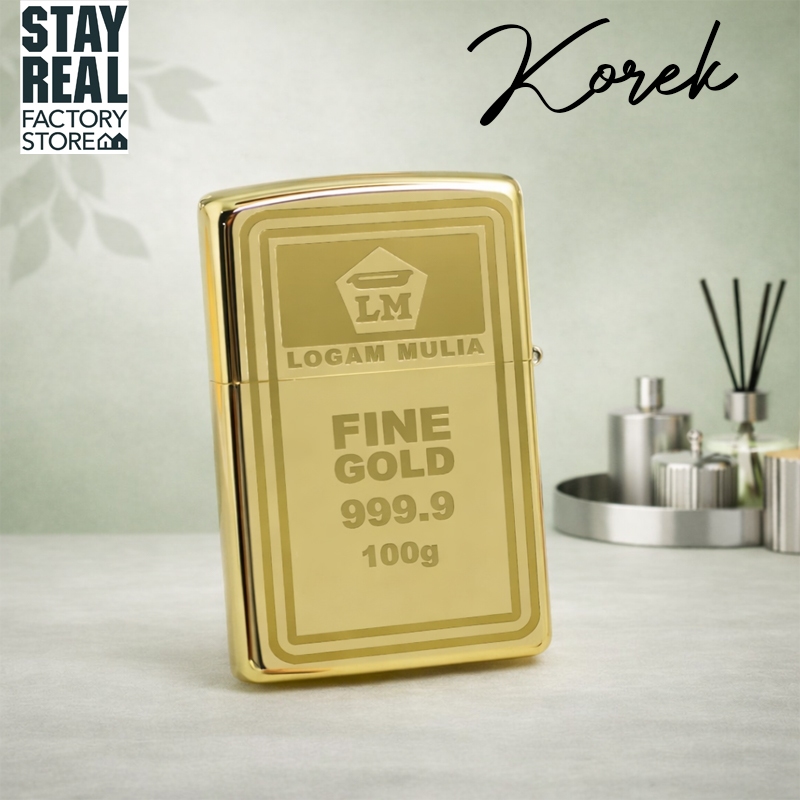 Korek Api Logam Mulia Emas Perak Batangan Stainless Cetak Laser Grafir Pemantik Api Bahan Metal