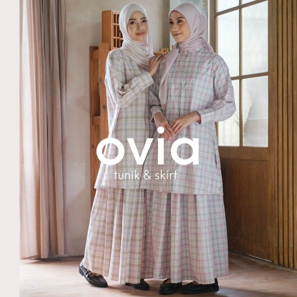 Pulchra - Ovia Tunik | Baju Wanita Motif Kotak Kotak Pastel