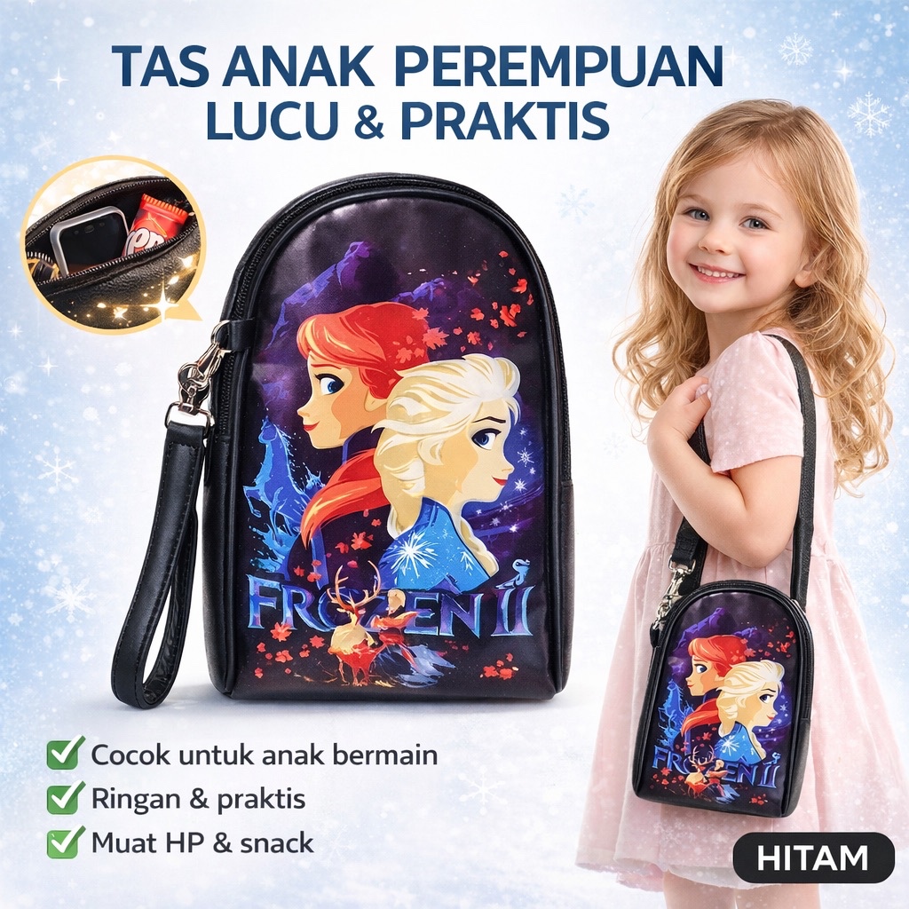 FDG_ TAS SELEMPANG ANAK PEREMPUAN LUCU TAS ANAK KARAKTER FROZEN TAS MINI ANAK TAS ANAK PEREMPUAN KEC