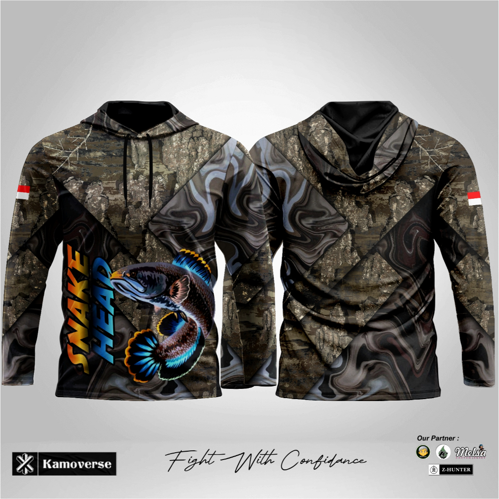 BAJU BERBURU MANCING IKAN GABUS SNEAKHEAD JERSEY MOTIF CAMO BISA COTUM
