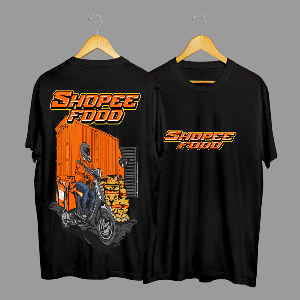 Kaos Tshirt Baju Distro Kurir Motor dan Truk Shopee Food Warehouse Premium Terbaru