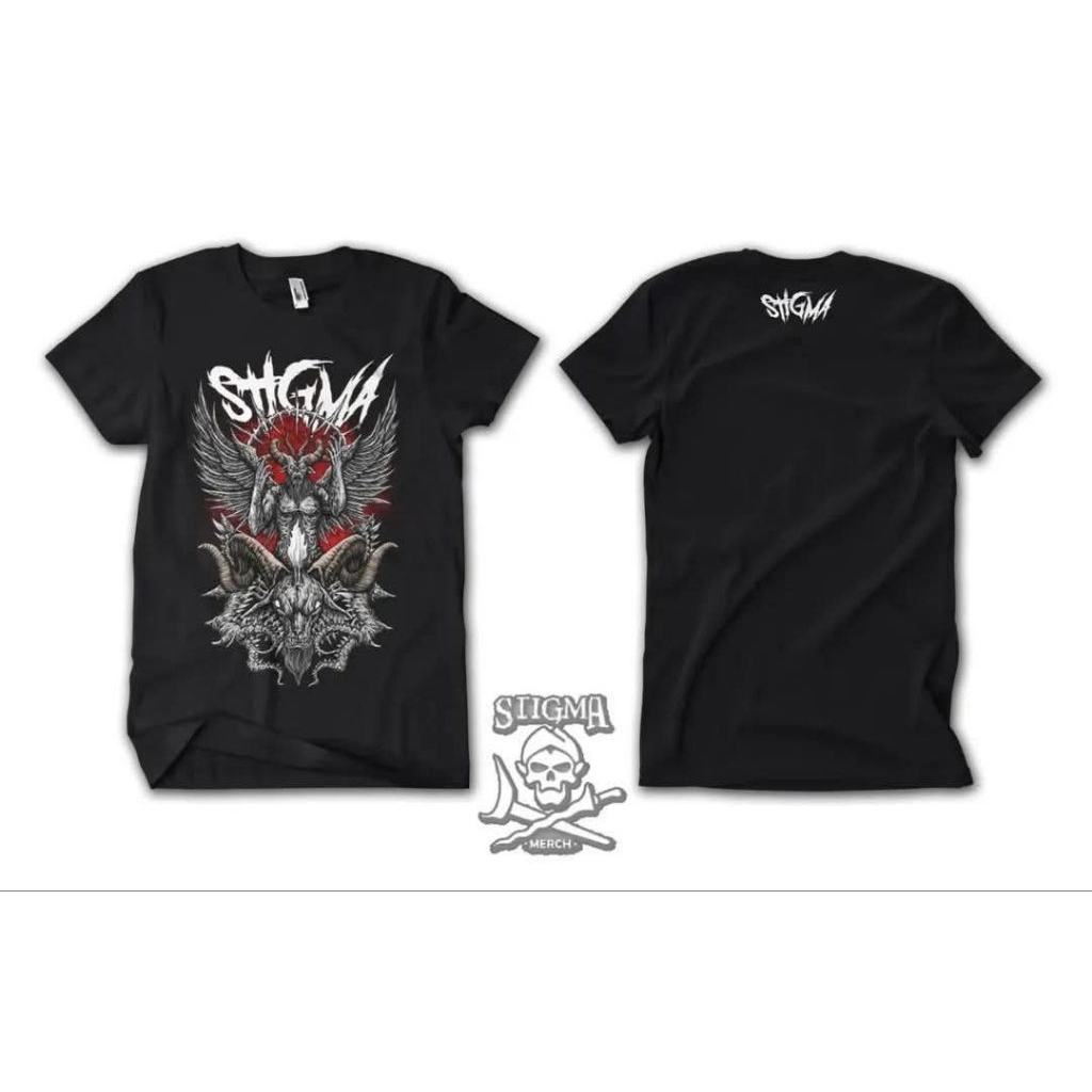 T-shirt kaos baju original STIGMA MERCH pria wanita lengan pendek warna hitam bahan cotton combed re