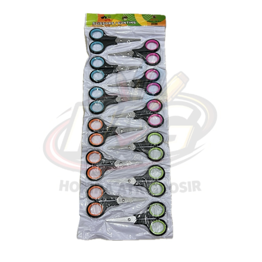 ( 1 Lusin ) Gunting / Scissors Kecil 4 Inch merek WKWK Rentengan