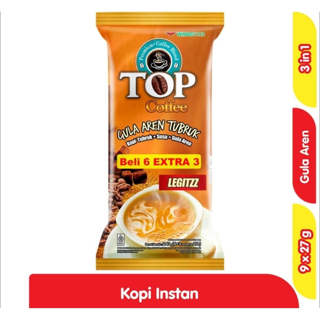 Kopi Susu Gula Aren Tubruk 3in1 6+3 Sachet - Perpaduan Kopi, Susu, dan Gula Aren