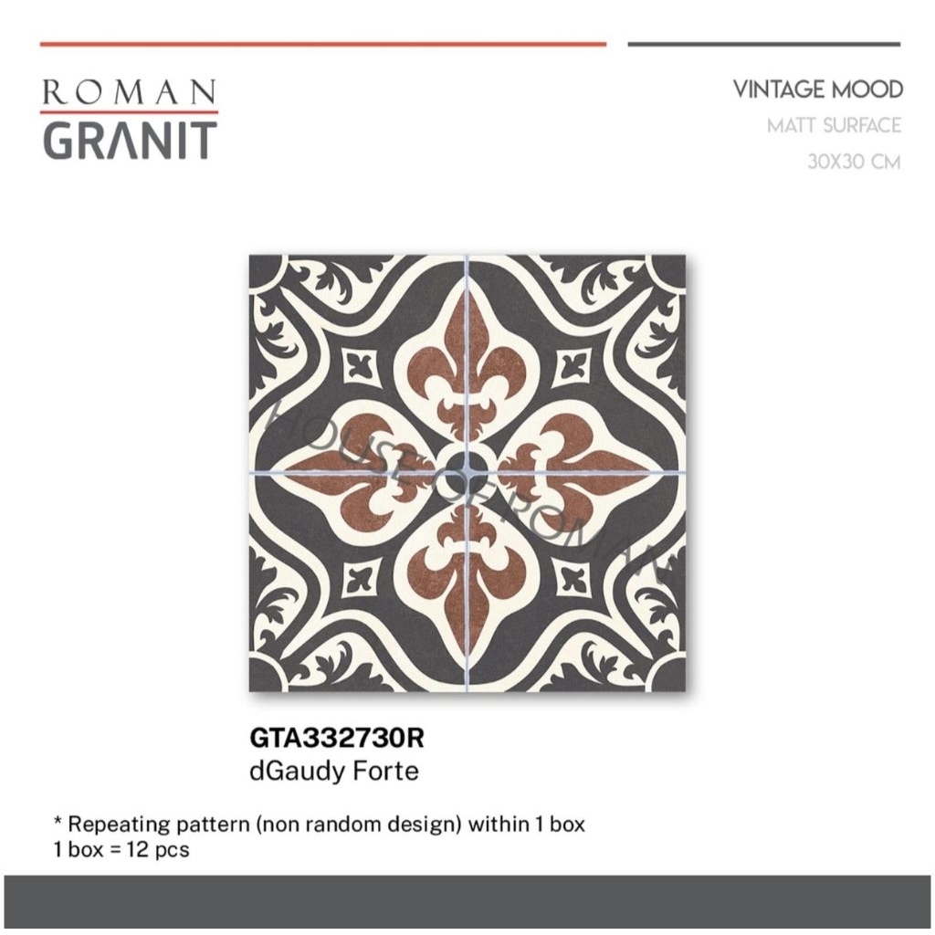 Roman Granit dGaudy Forte/Granit Tegel Vintage/Ubin Tegel/Keramik Jaman Dulu/Lantai Motif Batik
