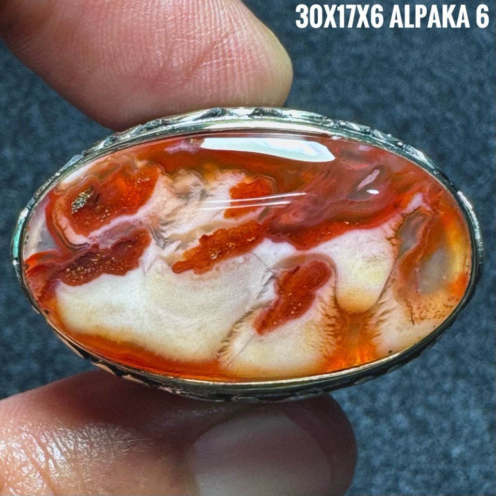 Cincin Batu Akik Natural Cempaka Merah (Asli Alam)
