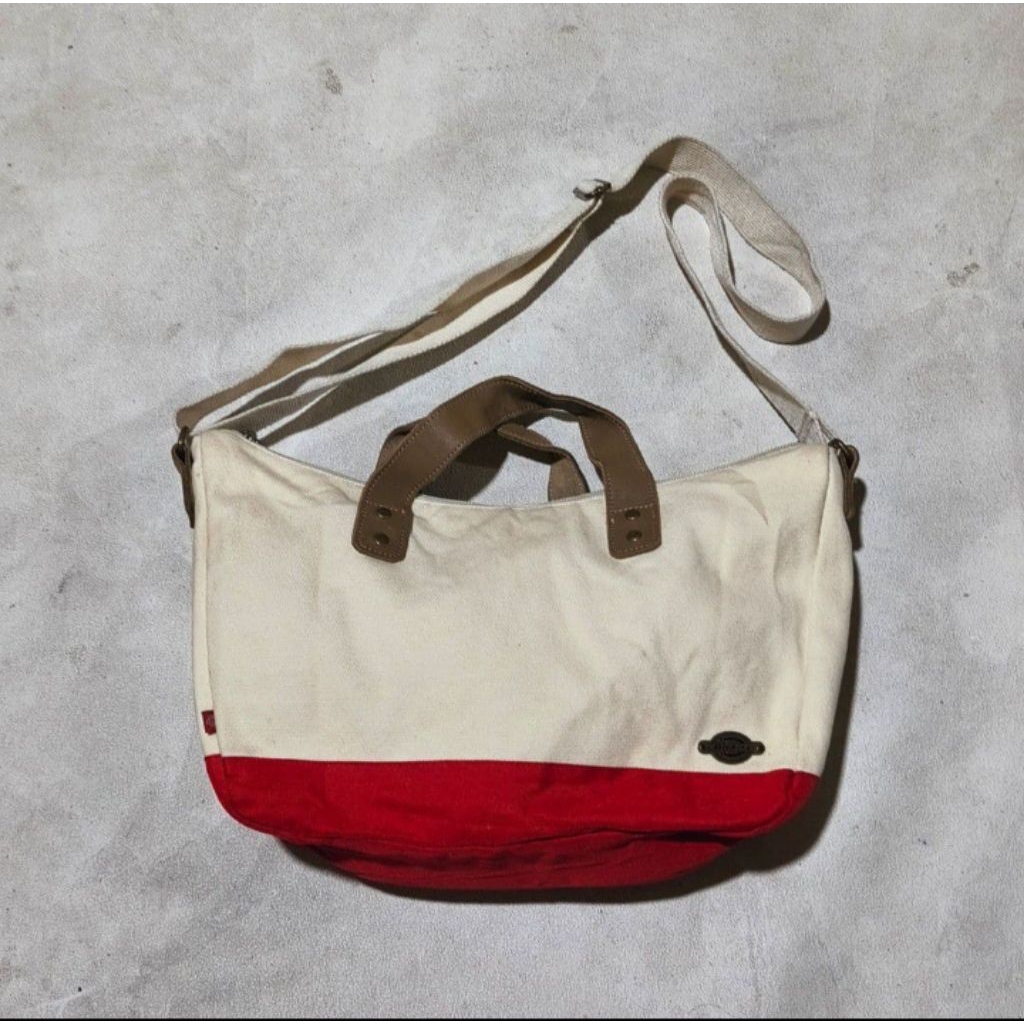 Tas selempang canvas dickies putih merah