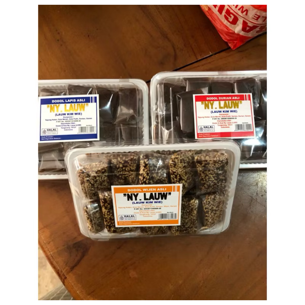 Dodol Mini Kotak Ny. Lauw (Lauw Kim Wie) ASLI Khas Tangerang 1 Mika isi 20pcs Rasa Original Lapis Wi
