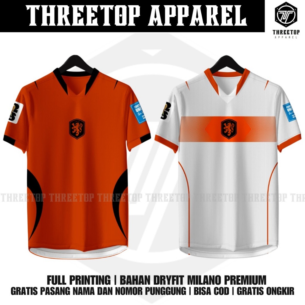 Jersey Custom Fantasy Home Away Belanda Pildun 2026 Premium Full Printing Gratis Pasang Nama dan No 