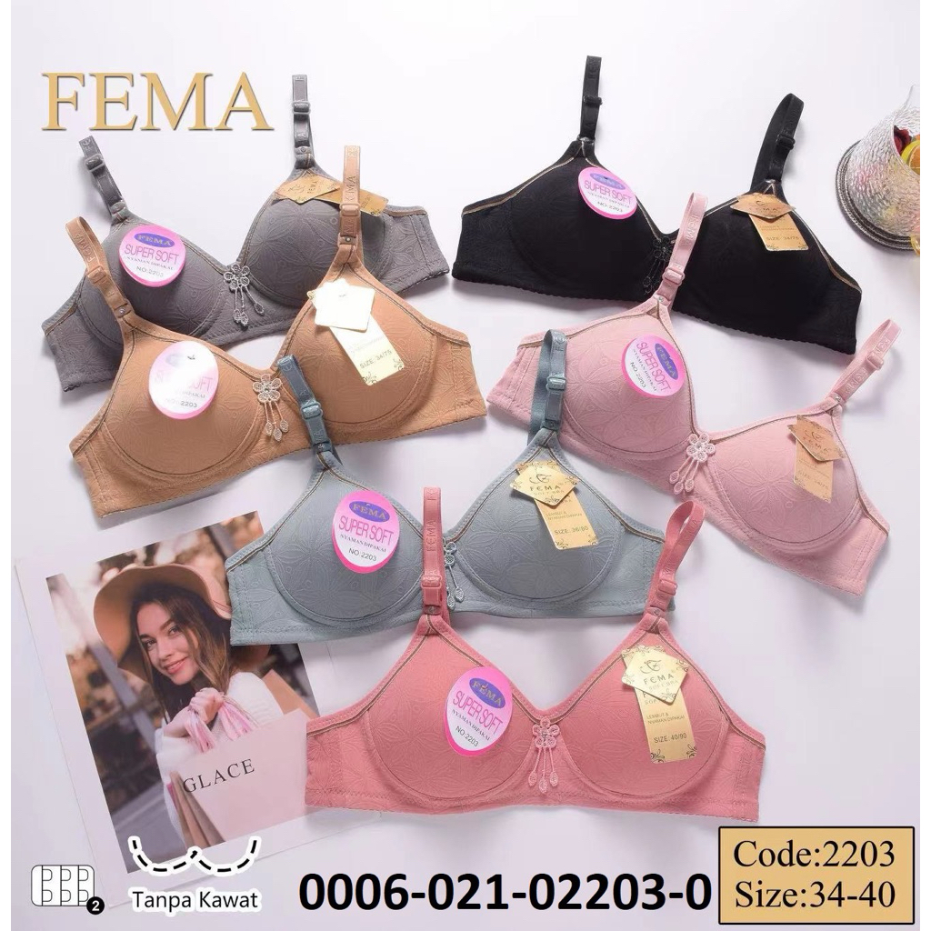 3PCS BH FEMA CUP A KAIT 3 FEMA EMBOS KIPAS | BRA FEMA BUSA TANPA KAWAT