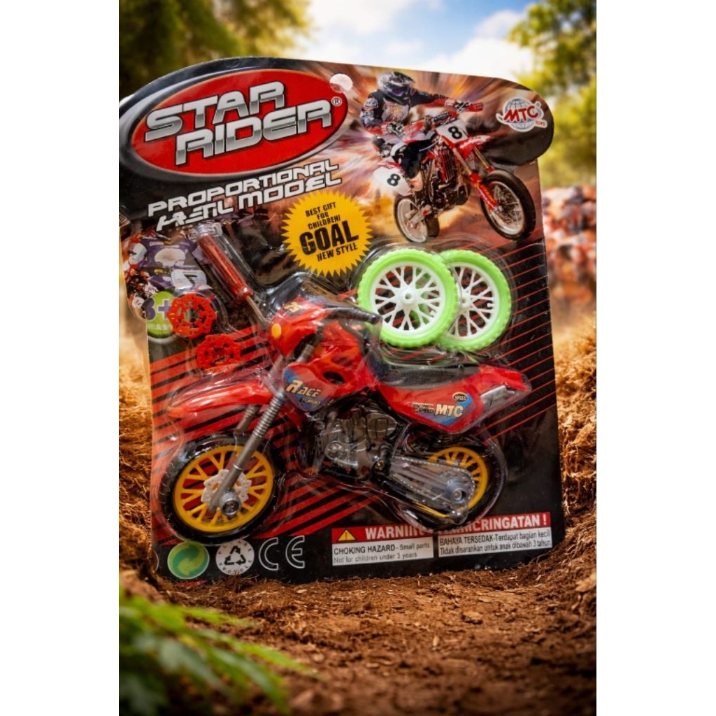 Mainan Anak - Miniatur Motorcross Trail DIY Suspensi Aktif