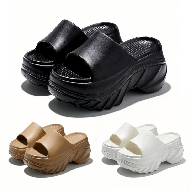 IKAN Sandal Wanita Mode Tinggi 8cm Sandal Wanita Elegan Karet Sepatu Sandal Wanita