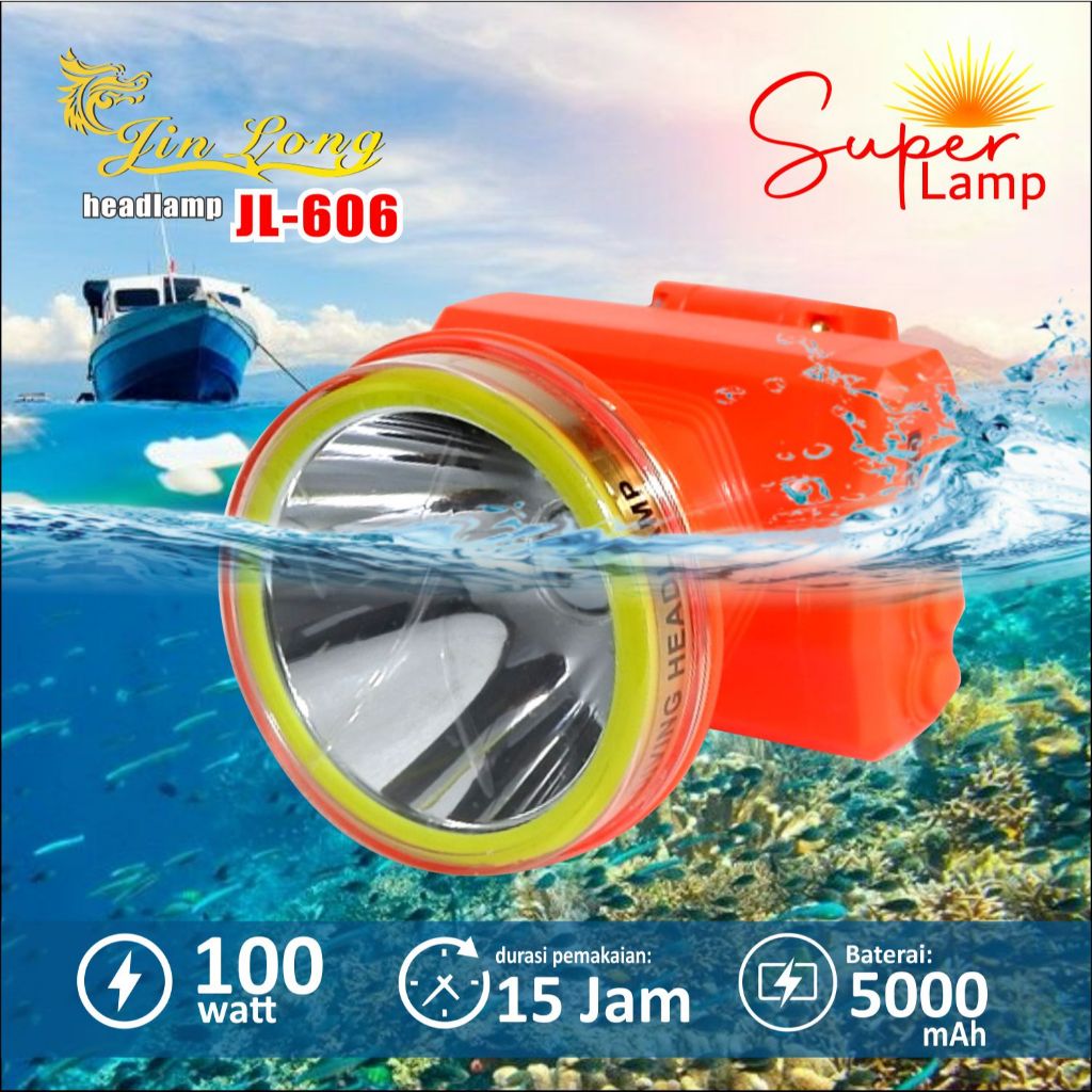 Senter Kepala Selam  Jinlong JL 606 100Watt  Waterproof IP68