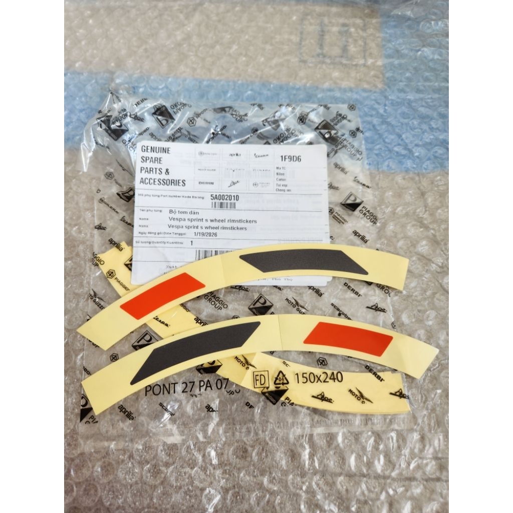 Sticker Velg Vespa Sprint S My24 Original
