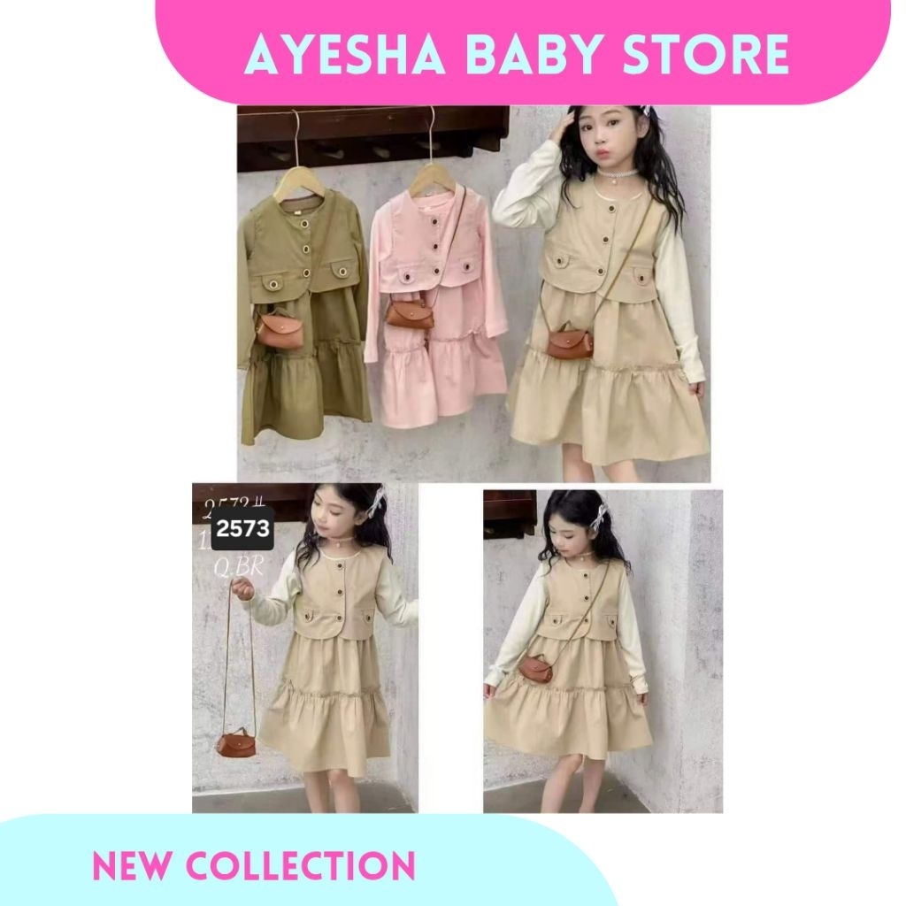 AYESHA Tunik Dress Rompi + Tas Anak Perempuan