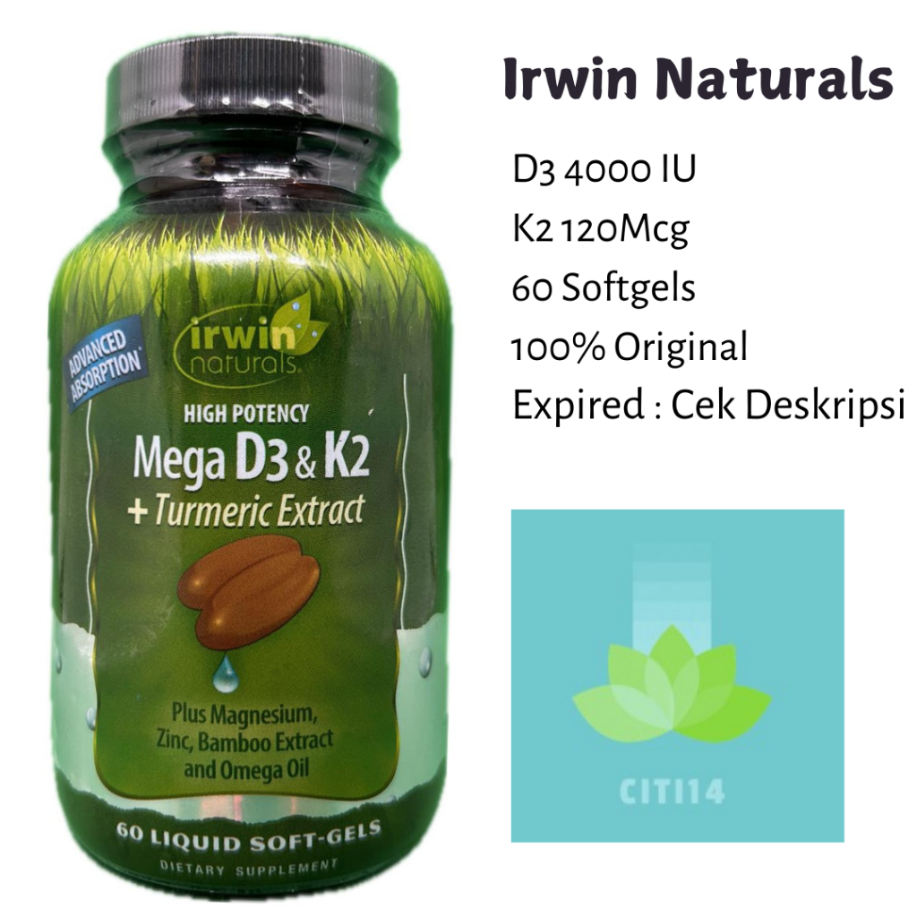 Irwin Naturals Mega D3 & K2 + Turmeric Extract 60 Soft-Gels