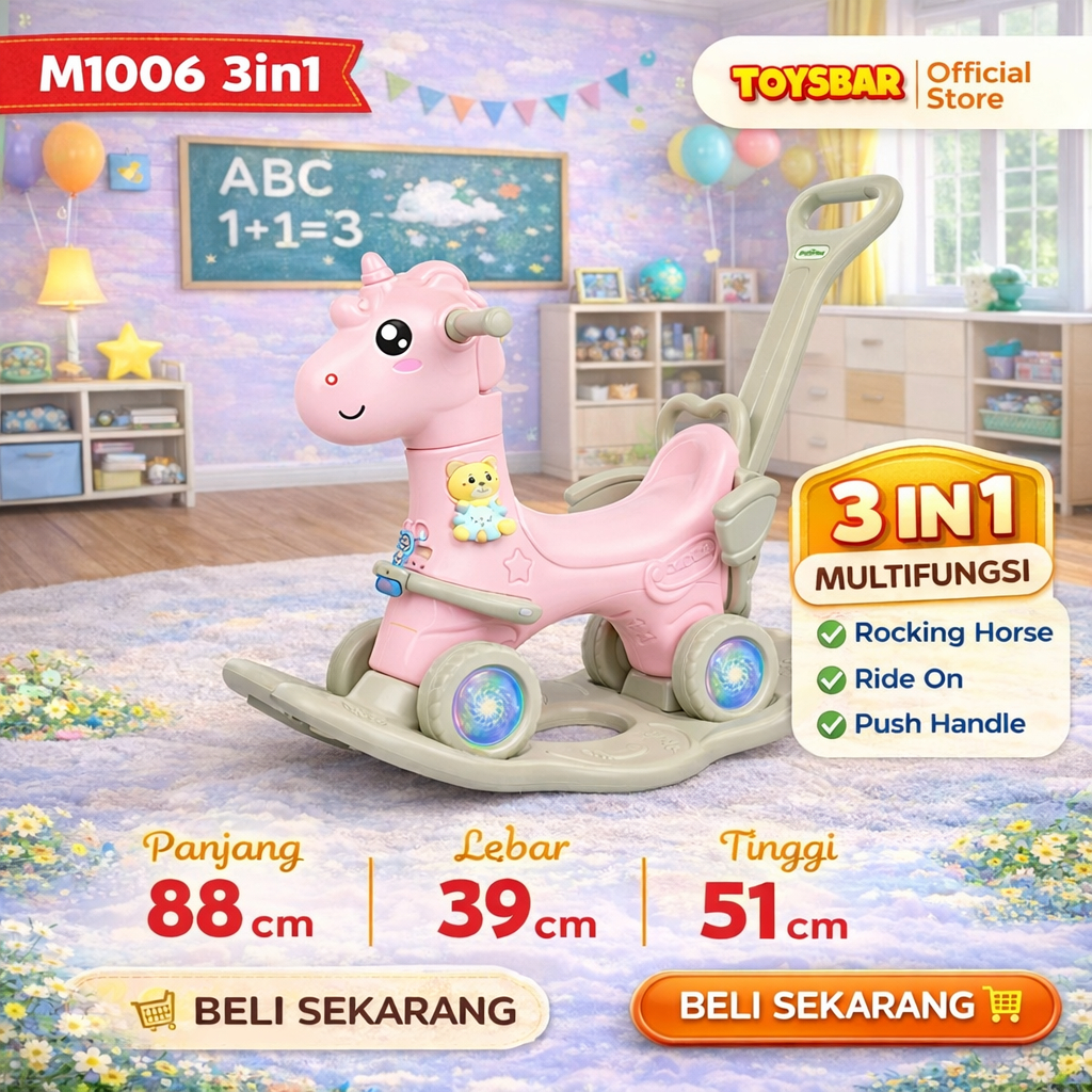 TOYSBAR Kuda-Kudaan Anak 3in1 Multifungsi