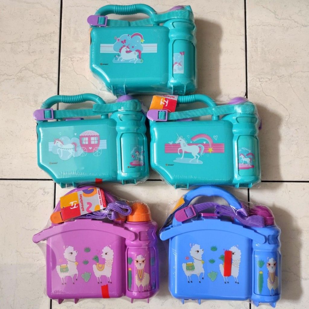 Technoplast - Schoolbites - Tempat Makan + Minum Set - Unicorn & Llama