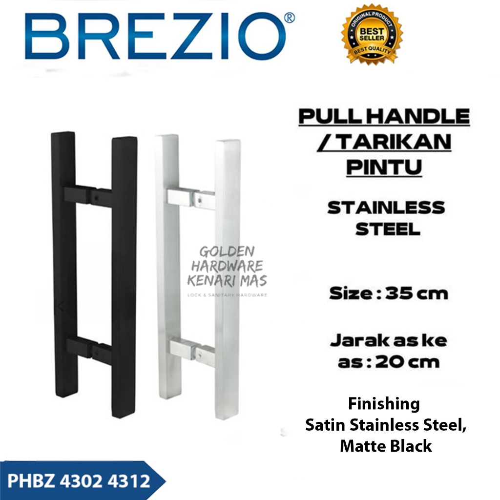 BREZIO PHBZ 4302 4312 Pull Handle Gagang Pintu Rumah Minimalis 2 Kotak 35CM Daun Satin Stainless Ste